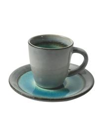 Tazas espresso con platitos Bahamas, 6 uds., Gres, Gris, multicolor, Set de diferentes tamaños