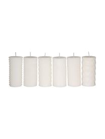 Set candele cilindriche Mix Rhomb, 6 pz, 95% paraffina, 5% cera di soia, Bianco, Ø 7 x A 14 cm