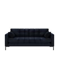 Sofa z aksamitu Mamaia (2-osobowa), Tapicerka: aksamit poliestrowy Dzięk, Stelaż: lite drewno sosnowe, skle, Nogi: metal lakierowany, Ciemny niebieski, S 177 x G 92 cm