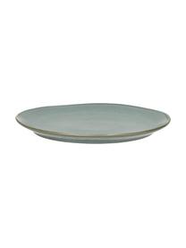 Assiette plate grès émaillé Neboa, 4 pièces, Grès cérame, Gris, bleu, Ø 27 x haut. 3 cm