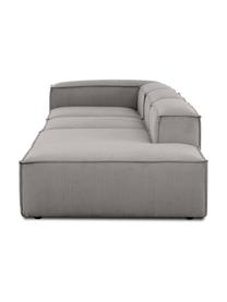 Chaise longue XL componibile in velluto a coste Lennon, Rivestimento: velluto a coste (92% poli, Struttura: legno di pino massiccio, , Piedini: plastica I piedini si tro, Velluto a coste grigio chiaro, Larg. 357 x Prof. 119 cm, schienale a sinistra