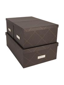 Set de cajas Inge, 3 pzas., Caja: cartón laminado, Dorado, gris oscuro, Set de diferentes tamaños