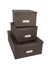 Set de cajas Inge, 3 pzas., Caja: cartón laminado, Dorado, gris oscuro, Set de diferentes tamaños