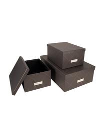 Set de cajas Inge, 3 pzas., Caja: cartón laminado, Dorado, gris oscuro, Set de diferentes tamaños