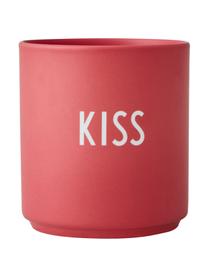 Design beker Favourite KISS in rood met opschrift, Beenderporselein (porselein)
Fine Bone China is een zacht porselein, dat zich vooral onderscheidt door zijn briljante, doorschijnende glans., Koraalrood, wit, Ø 8 x 9 cm