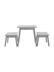 Table enfant Kinna Mini, 3 élém., Bois de pin, MDF (panneau en fibres de bois à densité moyenne), Gris, Lot de différentes tailles