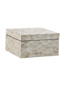 Caja artesanal Cellia, Capiz, tablero de fibras de densidad media (MDF), Beige, nácar, An 15 x Al 8 cm