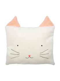 Coussin peluche Cat, Blanc cassé, rose, noir