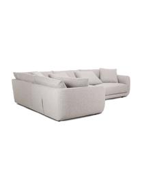 Divano angolare componibile in tessuto grigio chiaro Jasmin, Rivestimento: 100% poliestere Il rivest, Struttura: legno massiccio di abete , Piedini: plastica, Tessuto grigio chiaro, Larg. 306 x Alt. 84 cm