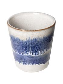 Mug rétro fait main 70's, 4 pièces, Grès cérame, Bleu, blanc, Ø 8 x haut. 8 cm, 180 ml