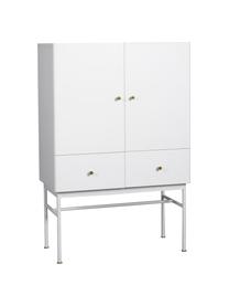 Witte dressoir Glendale met lades en deuren, Frame: gelakt MDF, Eikenhoutkleurig, wit, 80 x 120 cm