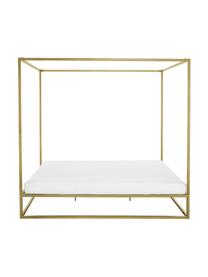 Łóżko z metalu z baldachimem Belle, Metal mosiądzowany, Odcienie złotego, S 160 x D 200 cm