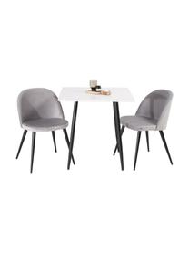 Table avec chaises Polar, 3 élém., Velours gris, blanc, noir, Lot de différentes tailles