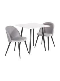 Set de mesa de comedor con sillas Polar, 3 pzas., Tablero: fibras de densidad media , Patas: metal con pintura en polv, Tapizado: terciopelo (100% poliéste, Patas: metal con pintura en polv, Terciopelo gris, blanco, negro, Set de diferentes tamaños