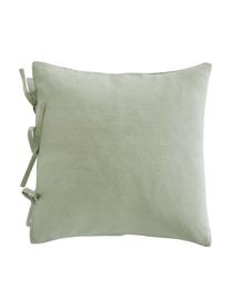 Gewassen linnen kussenhoes Candice in mintgroen, 100% linnen, Mintgroen, B 50 x L 50 cm