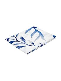 Drap plat en percale de coton Francine, Endroit : bleu, blanc Envers : blanc, 180 x 300 cm