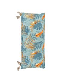 Coussin pour banc imprimé tropical Dotan, Bleu ciel, bleu, orange