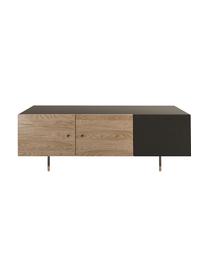 Mueble TV en roble Youth, Estructura: aglomerado chapado en mad, Patas: metal con pintura en polv, Roble, negro, An 150 x Al 52 cm