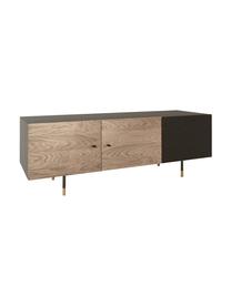 Mueble TV en roble Youth, Estructura: aglomerado chapado en mad, Patas: metal con pintura en polv, Roble, negro, An 150 x Al 52 cm