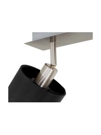 Faretti da soffitto Casper, Baldacchino: metallo, nichelato, Paralume: tessuto, Argentato, nero, Larg. 78 x Alt. 7 cm