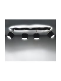 Faretti da soffitto Casper, Baldacchino: metallo, nichelato, Paralume: tessuto, Argentato, nero, Larg. 78 x Alt. 7 cm