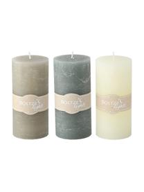 Set de velas Trent, 3 pzas., Cera, Crema, verde, gris pardo, Ø 7 x Al 15 cm