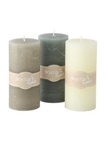 Set de velas Trent, 3 pzas., Cera, Crema, verde, gris pardo, Ø 7 x Al 15 cm