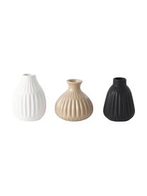 Vazen Palo van porselein, set van 3, Porselein, Zwart, beige, wit, Set met verschillende formaten