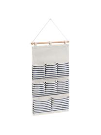 Hängender Schrank-Organizer Stripes mit 8 Fächern, Organizer: 20% Polyester, 80% Baumwo, Stange: Holz, Weiss, Blau, 35 x 60 cm