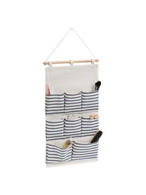 Hängender Schrank-Organizer Stripes mit 8 Fächern, Organizer: 20% Polyester, 80% Baumwo, Stange: Holz, Weiss, Blau, 35 x 60 cm