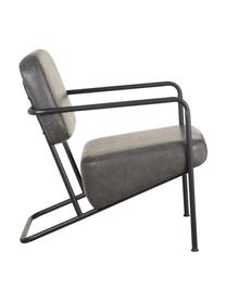 Sillón de cuero sintético Arms, Funda: cuero sintético, Estructura: madera contrachapada, Gris, An 57 x F 76 cm