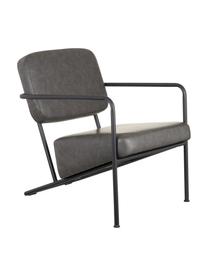 Sillón de cuero sintético Arms, Funda: cuero sintético, Estructura: madera contrachapada, Gris, An 57 x F 76 cm