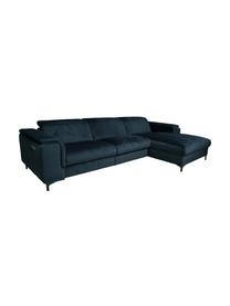 Sofa narożna z aksamitu z funkcją relaks Brito, Tapicerka: 100% aksamit poliestrowy,, Nogi: metal lakierowany, Niebieski, S 300 x G 170 cm