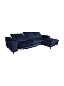 Sofa narożna z aksamitu z funkcją relaks Brito, Tapicerka: 100% aksamit poliestrowy,, Nogi: metal lakierowany, Niebieski, S 300 x G 170 cm