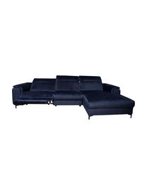 Sofa narożna z aksamitu z funkcją relaks Brito, Tapicerka: 100% aksamit poliestrowy,, Nogi: metal lakierowany, Niebieski, S 300 x G 170 cm