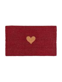 Fussmatte Heart, Oberseite: Kokosfaser, Unterseite: PVC, Rot, Braun, B 45 x L 75 cm