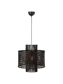 Lámpara de techo regulable Ambon, Pantalla: ratán, Anclaje: metal recubierto, Cable: cubierto en tela, Negro, Ø 50 x Al 50 cm