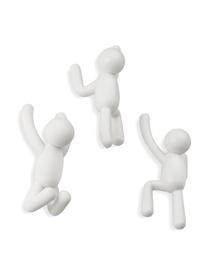 Design wandhakenset Buddy, 3-delig, Kunststof (ABS), Wit, Set met verschillende formaten