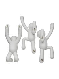 Design wandhakenset Buddy, 3-delig, Kunststof (ABS), Wit, Set met verschillende formaten