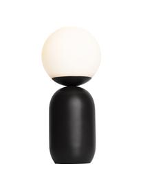 Kleine Tischlampe Notti, Lampenfuß: Metall, beschichtet, Lampenschirm: Glas, mudgeblasen, Weiß, Schwarz, Ø 15 x H 35 cm