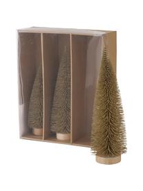 Set 3 alberi di Natale decorativi Tarvo, Pannello di fibra a media densità (MDF), feltro di poliestere, Dorato, marrone chiaro, Set in varie misure