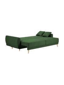 Sofá cama Spinel (3 plazas), Tapizado: poliéster Alta resistenci, Estructura: madera de pino maciza, ma, Patas: madera de abedul, Verde, An 236 x F 93 cm