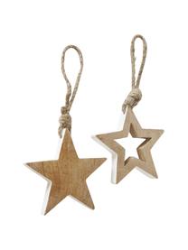 Kerstboomhangersset Janus, 2 stuks, Licht hout, wit, Set met verschillende formaten