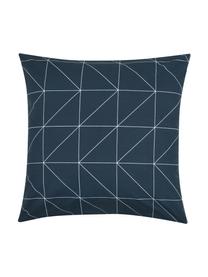 Taie d'oreiller 65x65 réversible en coton renforcé Marla, 2 pièces, Bleu marine, blanc, 65 x 65 cm