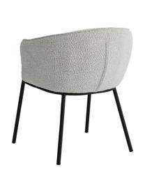 Bouclé fauteuil Feels in grijs, Bekleding: 100% polyester, Poten: gecoat metaal, Bouclé grijs, B 64 x D 60 cm