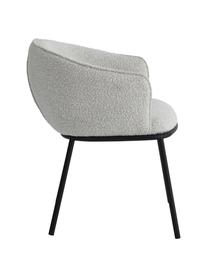 Bouclé fauteuil Feels in grijs, Bekleding: 100% polyester, Poten: gecoat metaal, Bouclé grijs, B 64 x D 60 cm