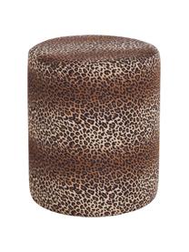 Pouf in velluto con motivo leopardato Daisy, Rivestimento: velluto (poliestere) Il r, Struttura: compensato, Stampa leopardata in velluto, Ø 38 x Alt. 45 cm