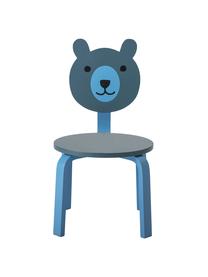 Kinderstoel Bear, Gelakt MDF, Blauwtinten, groen, 32 x 60 cm