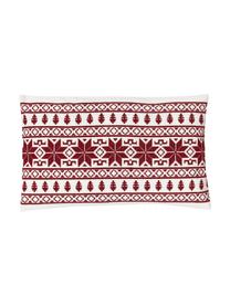 Housse de coussin brodée à motif norvégien Orkney, 100 % coton, Rouge, larg. 30 x long. 50 cm