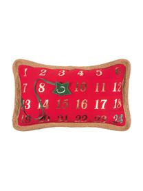 Kussenhoes Advent, 95% polyester, 5% linnen, Rood, groen, 35 x 60 cm